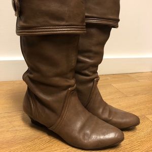 Super soft mauve Italian leather slouched boots